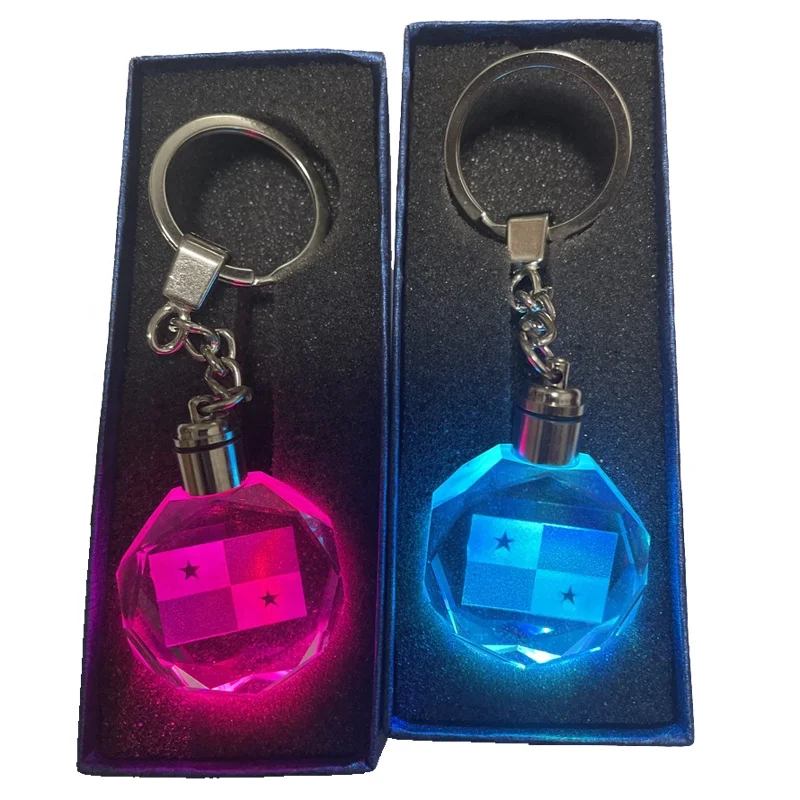 New 3d engraved led Flag keychain self defense keychain with custom flag of Panama keyring