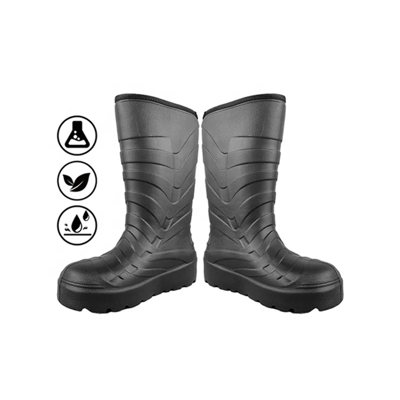 EVA Foam Shoes Rain Boots No Slip Wide Width Light Weight Knee High Soft EVA Garden Fishing Waterproof 2024 Western Style Mens