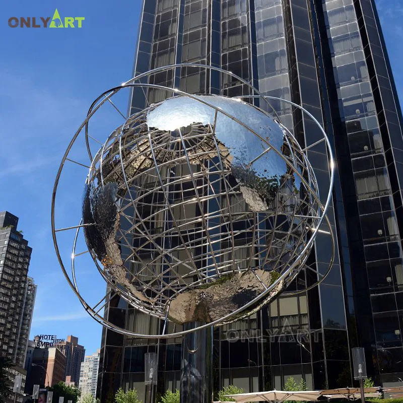Large Outdoor Landscape Stainless Steel Metal Globe Sculpture
