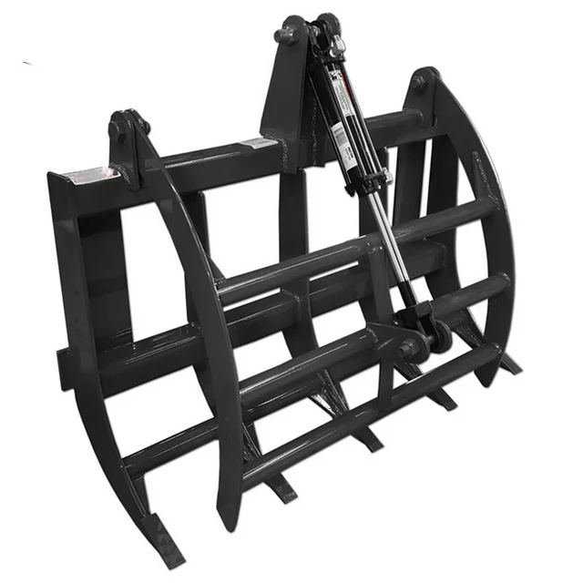 Farm tractor front end loader with log grapple