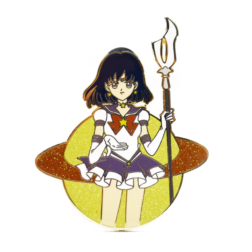 Custom Designer Anime Glitter Enamel Lapel Safety Pins Top Brooches Shiny Badge