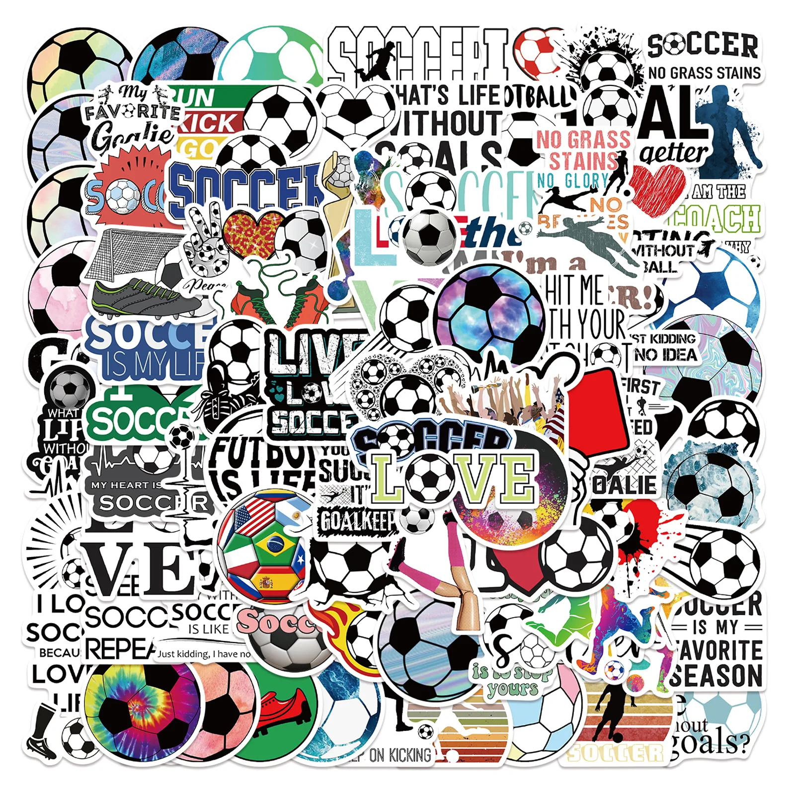 Soccer Stickers No-Duplicate Balls Stickers Waterproof Kids Decorative Stickers