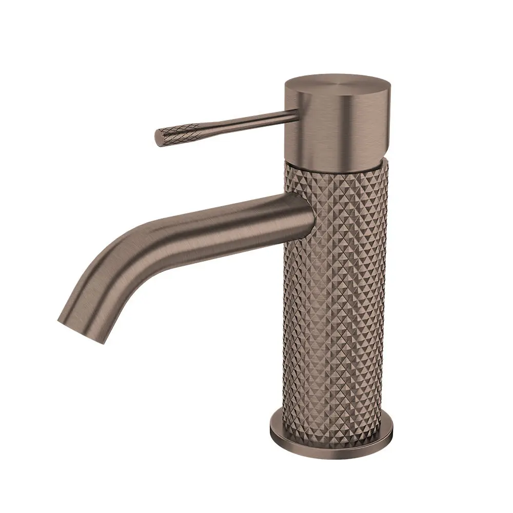 Grifo de lavabo Brushed Bronze deck mounted single hole knurled basin faucet PVD electroplating process brass bathroom basin tap