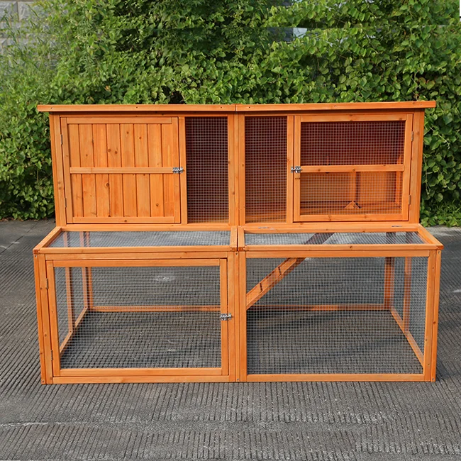 Factory Wholesale outdoor wooden 2 story bunny rabbit hutches rabbit breeding cages pet cage