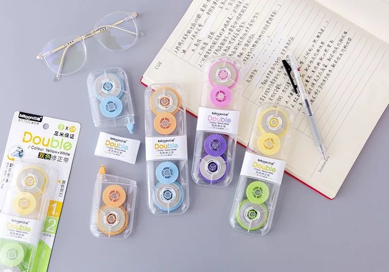 Cute School Stationery Correction Tape Creative Cartoon Double Color Correction Tape