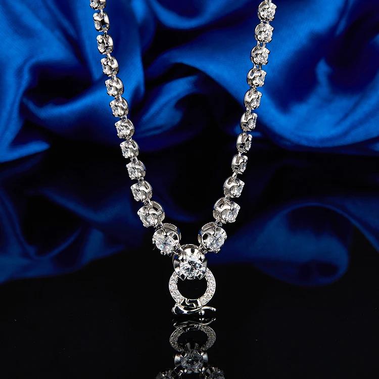 925 Silver 5A CZ Cubic Zirconia Chain Jewelry Custom Wedding Tennis Chain Necklaces