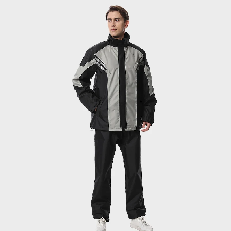 Hot Reflective Oxford Motorcycle Black Raincoats For Men Waterproof Rain Suit