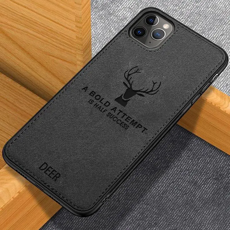 Shockproof Cover for iPhone 12 Pro Max Mini 13 11 7 8 Plus 6 6s Silicone Fabric Deer Cloth Case For For iPhone XS X XR SE 2020