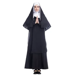 Halloween Easter Adult Children Kids Nun Virgin Mary Costume for Women Priest Costumes Men Fancy Cosplay for Family