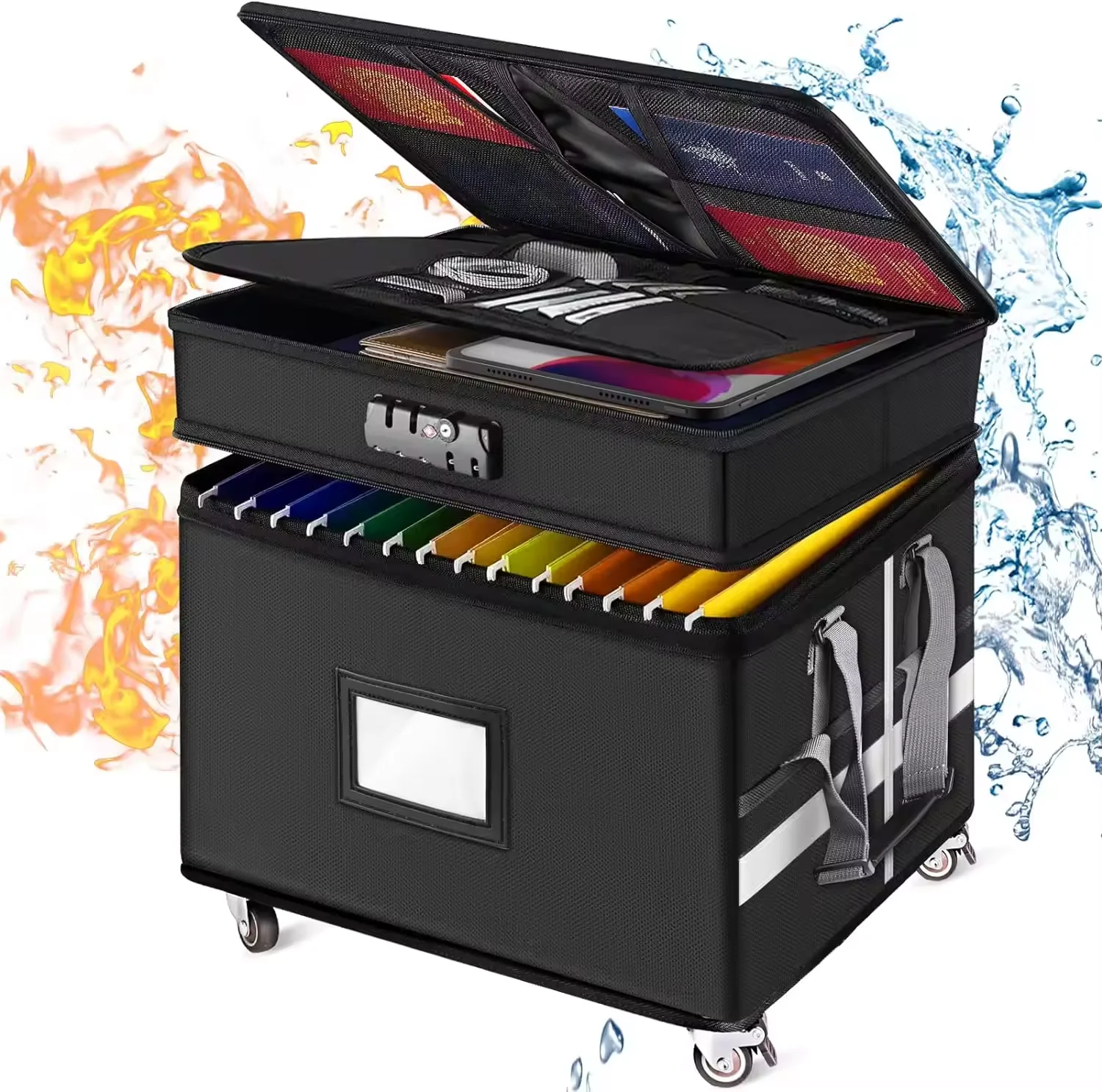 Multifunctional Classic Design Portable Cabinet Lockable Fireproof Foldable Rolling Office File Storage Organizer Square Shape