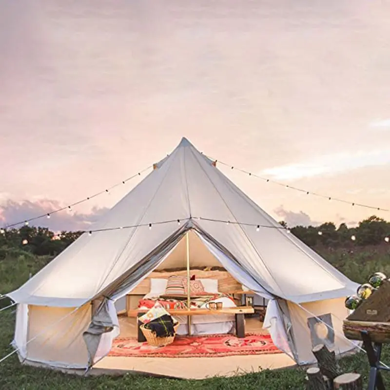 3D MAX Large Size Teepee Yurt Glamping Tent Two Form Round 10 person Outdoor Family Camping 6m Bell Canvas Canopy Tent