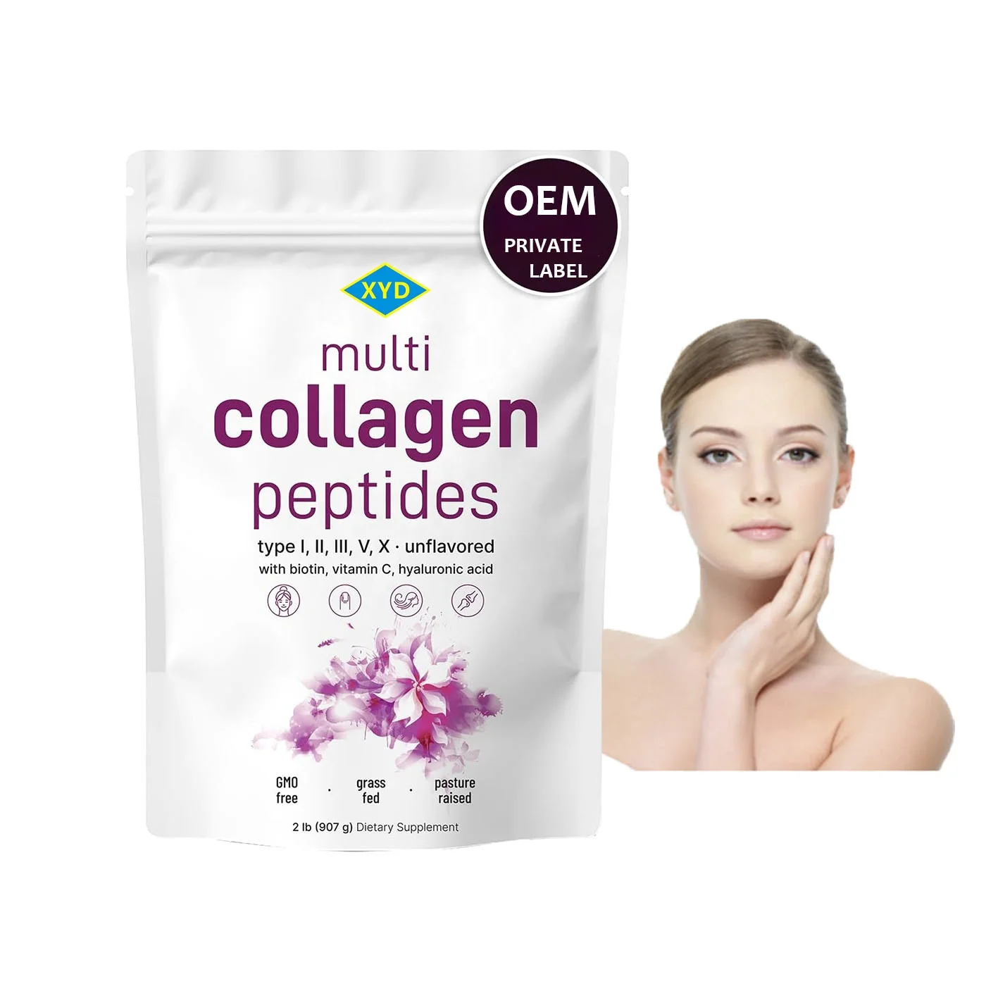OEM Collagen Peptides Powder Hydrolyzed Collagen Powder For Hair, Skin, Nail,Grass-Fed Collagen Supplements for Women and Men
