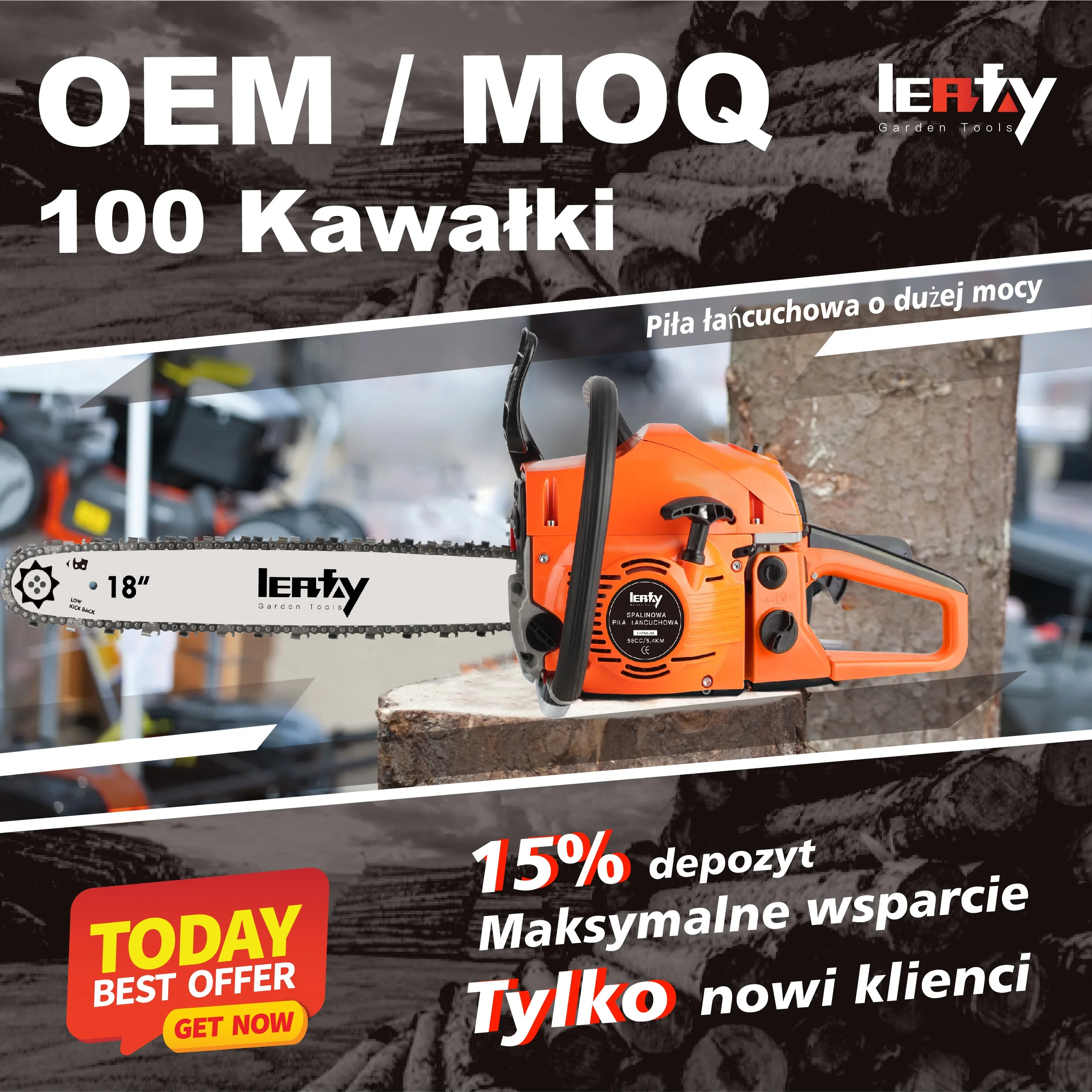 5800 Chainsaw China 58CC Gas Powered Chain Saw 5.4KM Wood Cutting Garden Machine For E-Commerce