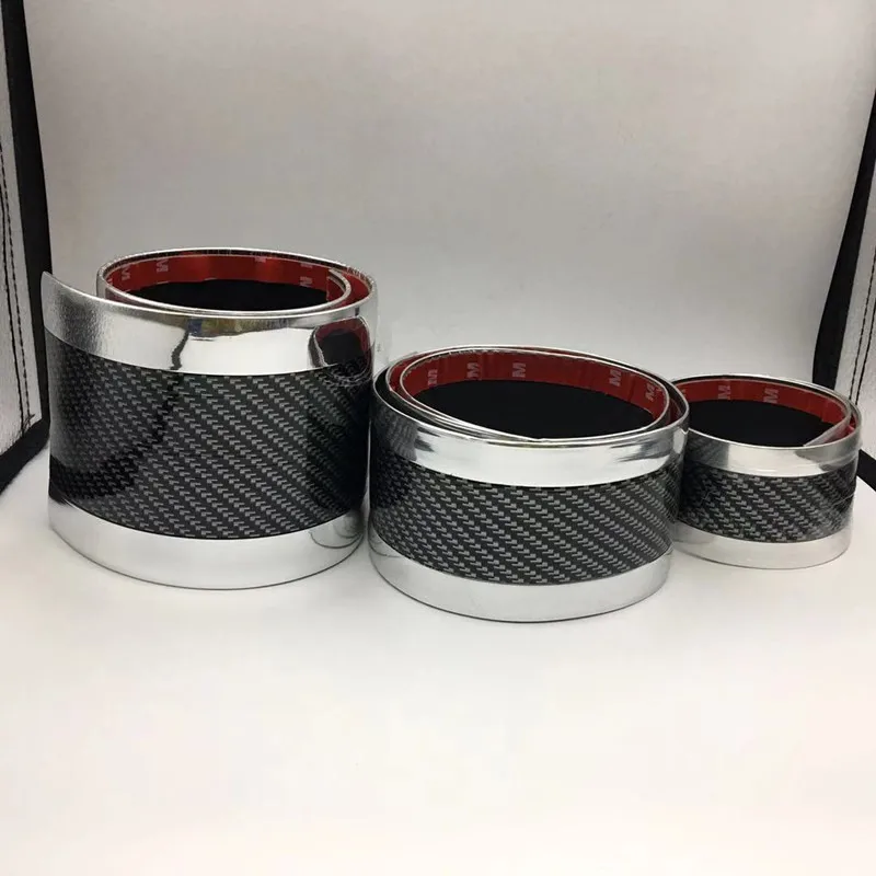 Car Stickers 5D Carbon Fiber with silver trim Rubber Styling Door Sill Protector for Universal car