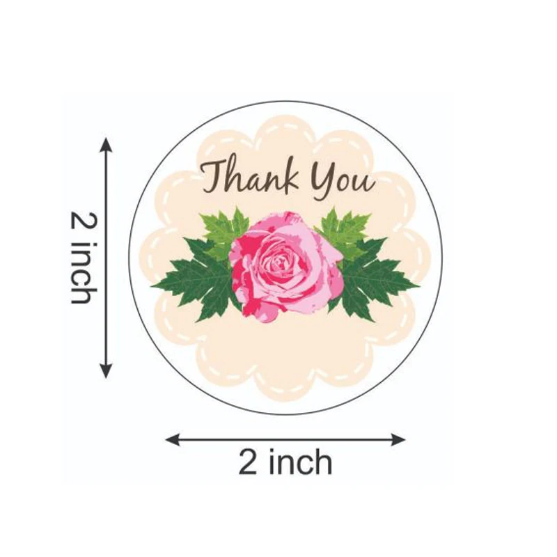 Оптовая продажа печать на заказ 2-Дюймовая Цветочная наклейка Круглый спасибо за ваш