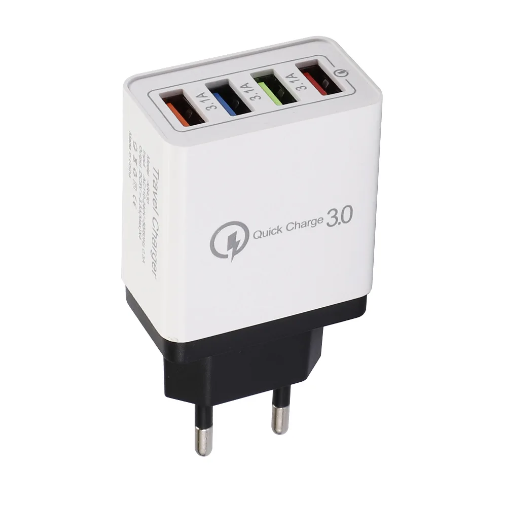 QC 3.0 Quick Charger 4 Ports 5V 3A USB Wall Charger Universal Travel Adapter US/ EU/ UK plug Charger for iphone for samsung