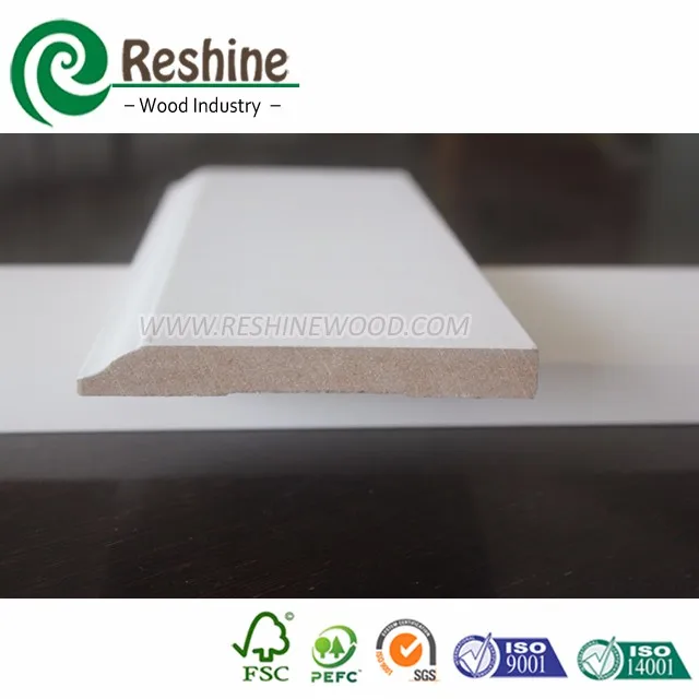 White Primed MDF Moulding 8ft MDF Baseboard Kiln Drying KD MDF Skirting