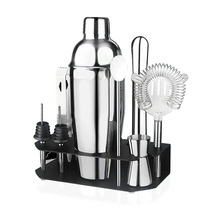 Оптовая продажа, набор для смешивания бармена из нержавеющей стали с подставкой, набор аксессуаров для бара, смешанные Коктейльные шейкеры для дома, бара, вечеринки
