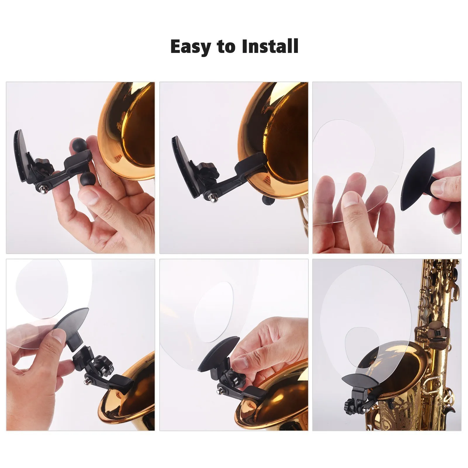 
Plastic Saxophone Deflector Sound Deflector Shield with Mute & Reflect Sound Functions for Wind Instrument 