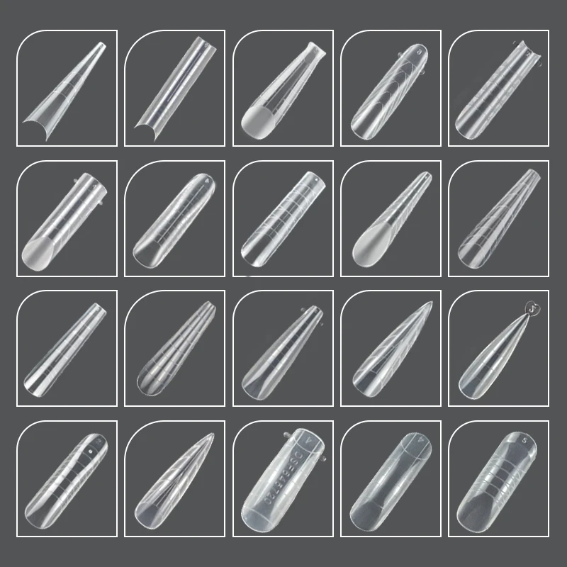 120pcs 240pcs Acrylic Nail Quick Building Mold Tips Nail Dual Forms Finger Extension Stiletto Nail Tips for Poly Gel