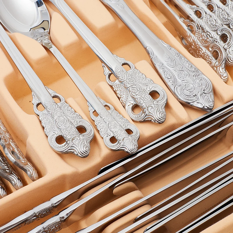 Food Grade 72pcs Luxury Wedding Gold 18/10 Stainless Steel Flatware With Wooden Box