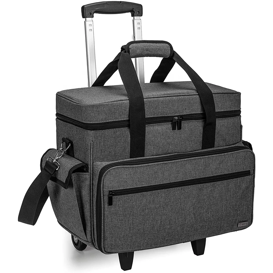  Portable sewing machine bag customized Machine Case on Wheels Rolling Sewing Tote with Detachable Trolley