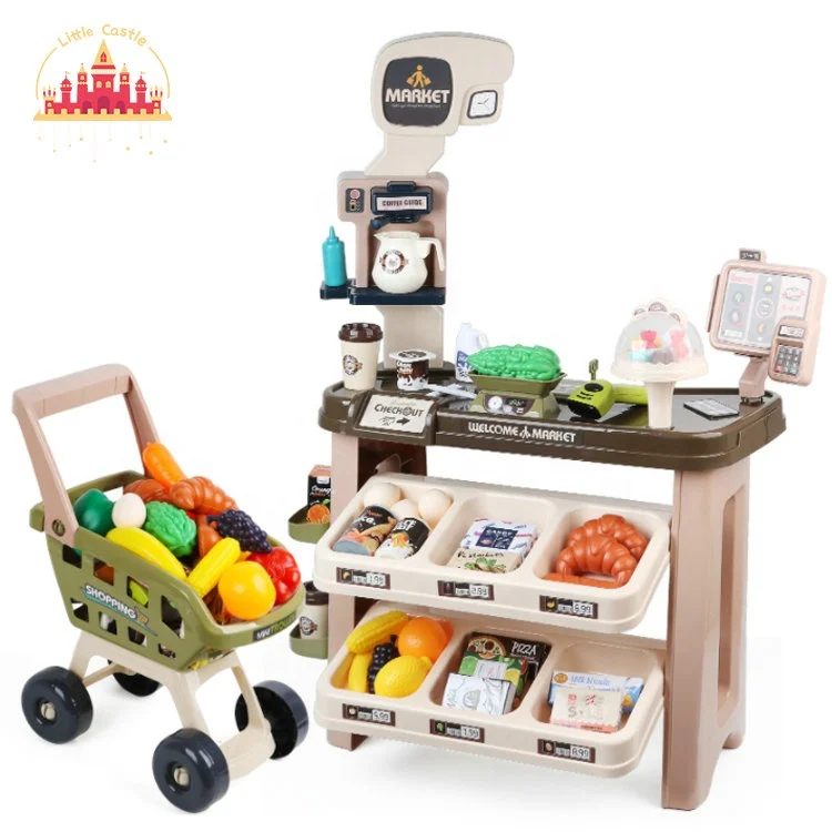 47 Pcs Indoor House Children Plastic Supermarket Game Toy with Trolley SL10D129