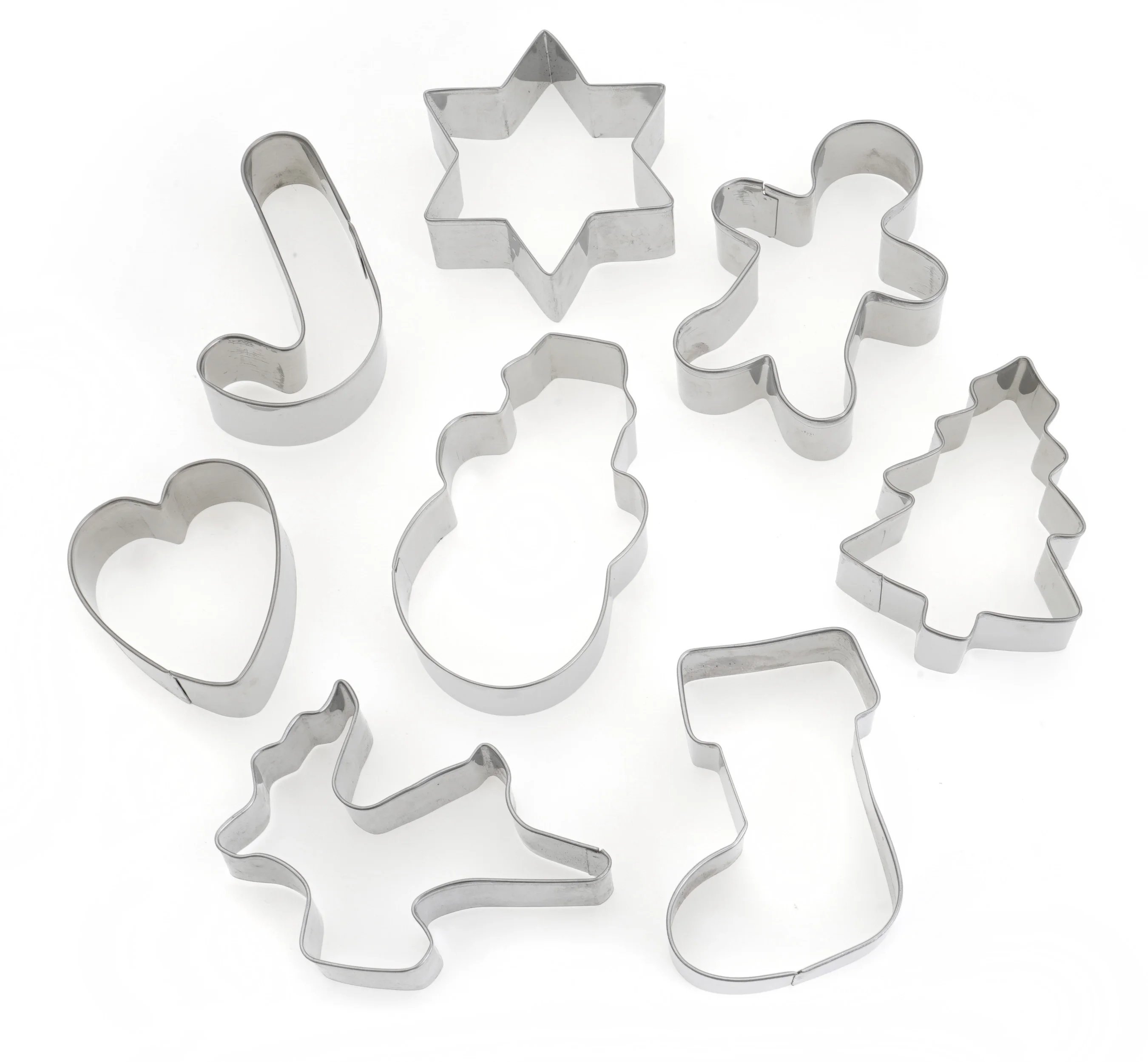 
Set Of 8 Pieces Christmas Stainless Steel Cookie Cutter Set With Cardboard Book Cake Tools 