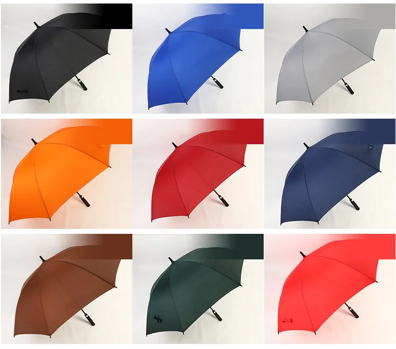 Promotion Golf Umbrella Custom Logo Luxury Straight Plastic Polyester Windproof Rain Umbrella