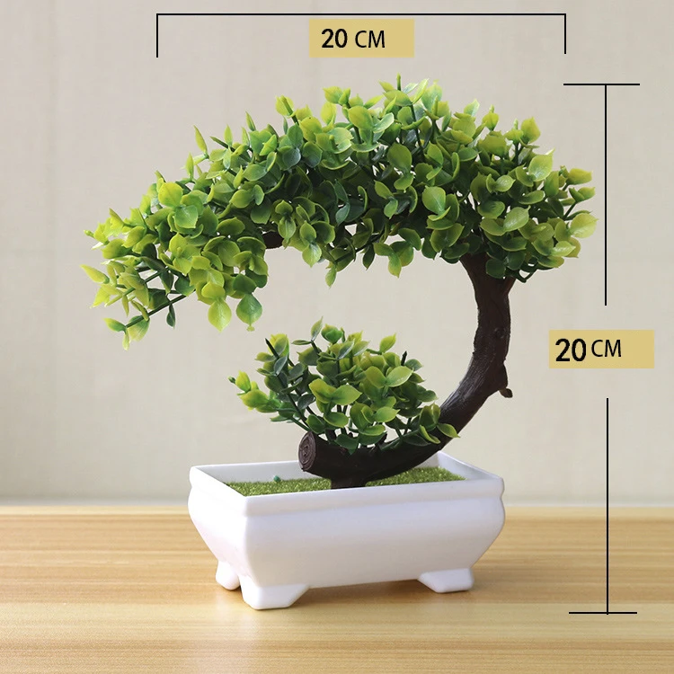 Artificial Plants Bonsai Plastic Simulation Tree Desktop Pot Decorative Flowers Leaves Garden Plant Home Hotel Office Decor
