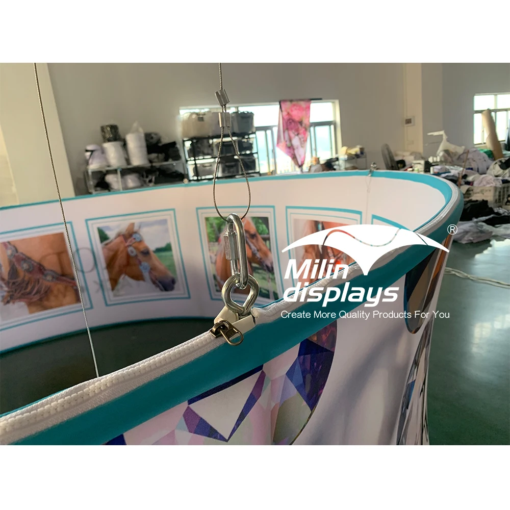 Round Sky Box Advertising Display Hanging Sign For Trade Show Events Circle Ceiling Hanging Banner