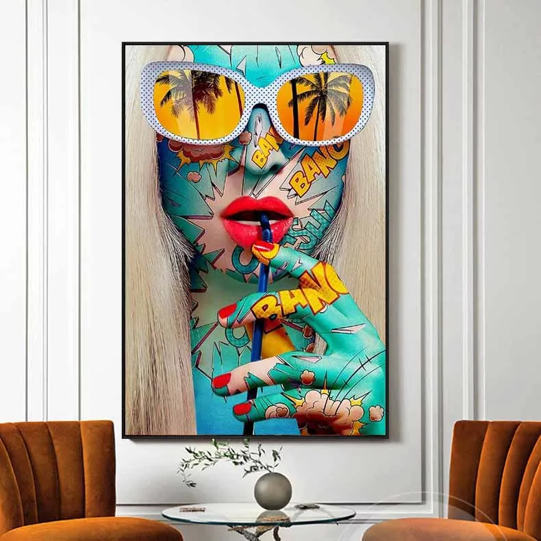 Abstract Green Pattern Long-haired Beauty Posters and Prints Canvas Paintings Wall Art Pictures for Living Room Decor (No Frame)