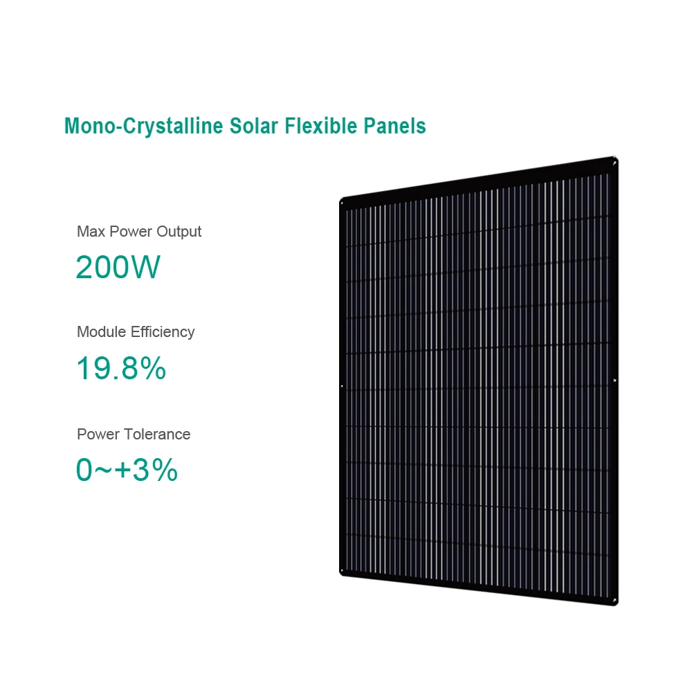 Brackets mounted 200W Monocrystalline Panels 40cells Lightweight Semi Flexible Solar Panel with Microinverter for Balcony System
