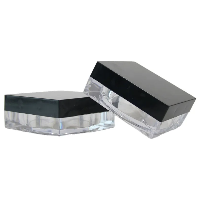 Wholesale cosmetic packaging 15g  clear acrylic loose powder container with sifter