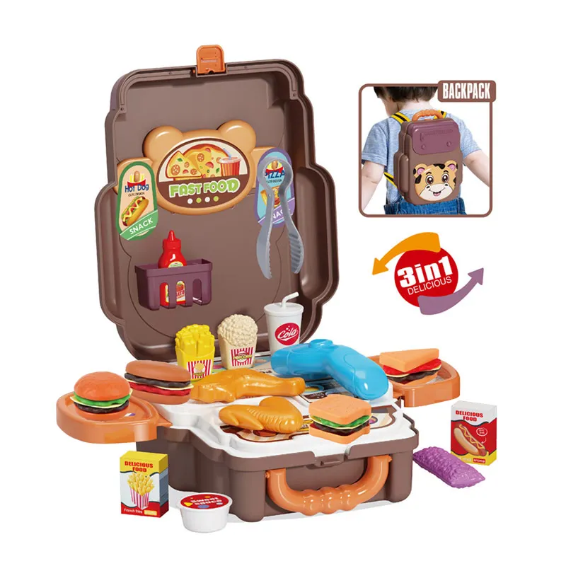 EPT toys 3 in 1 Portable Cooking Set Pretend Mini Kitchen Toys Play Fast Food Set