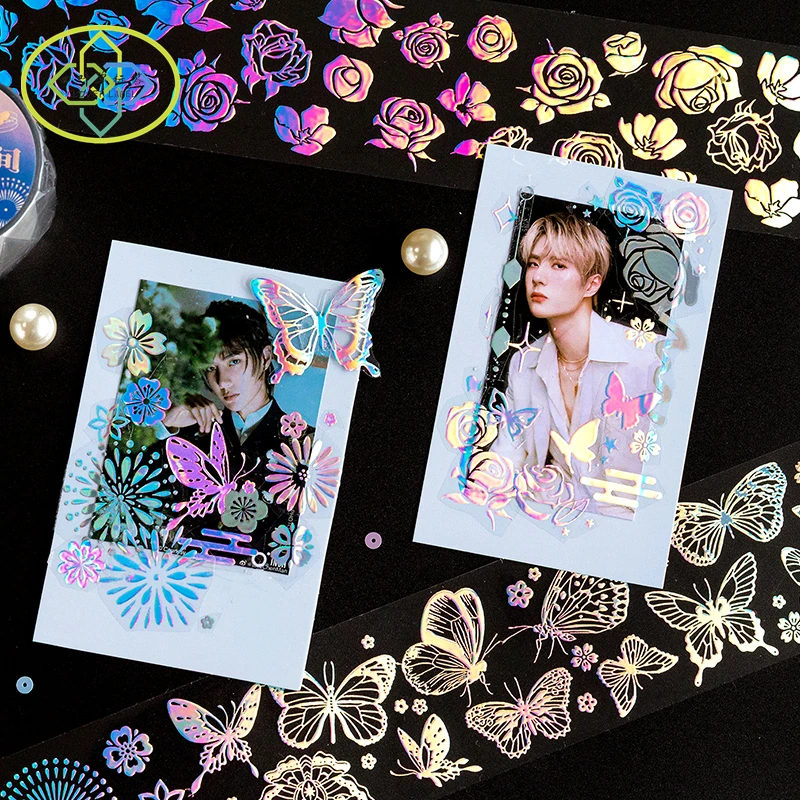 Creative Custom Colorful Laser PET Masking Tapes Print Planner Decorative Scrapbook Washi Tapes