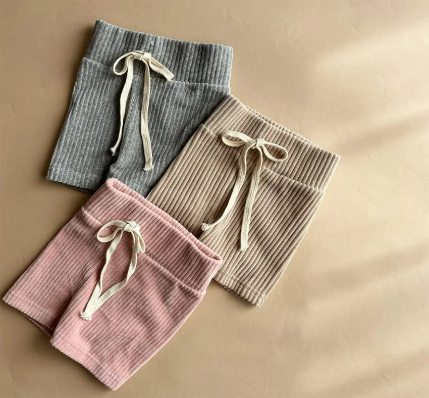New Fashion Baby Kids Solid Corduroy Cotton Shorts Soft Elastic Corduroy Boys Girls Neutral Bike Shorts Pants