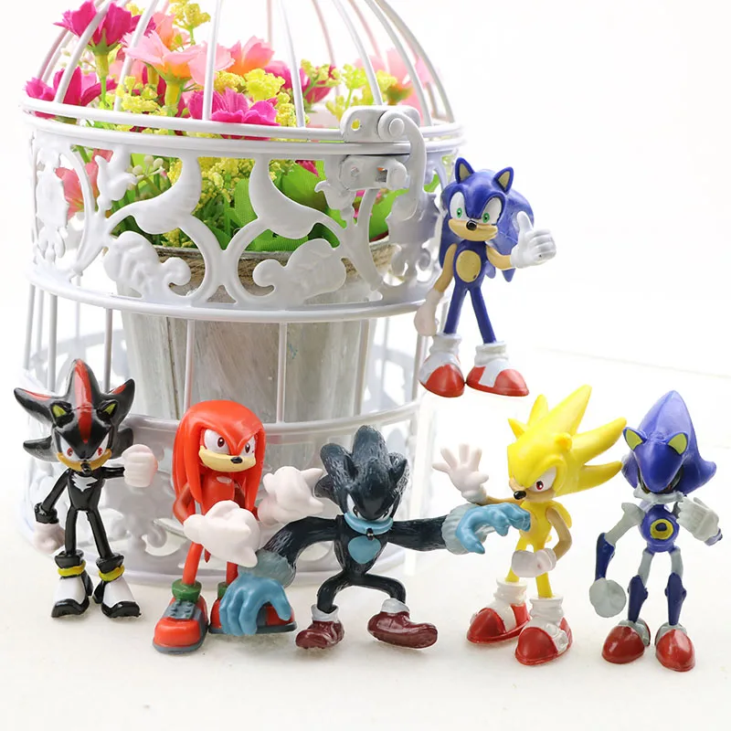 
6Pcs Anime Cartoon Hedgehog Toy Popular Game Action Figure Customer 7Cm Small Sonic Plastic Figurines 
