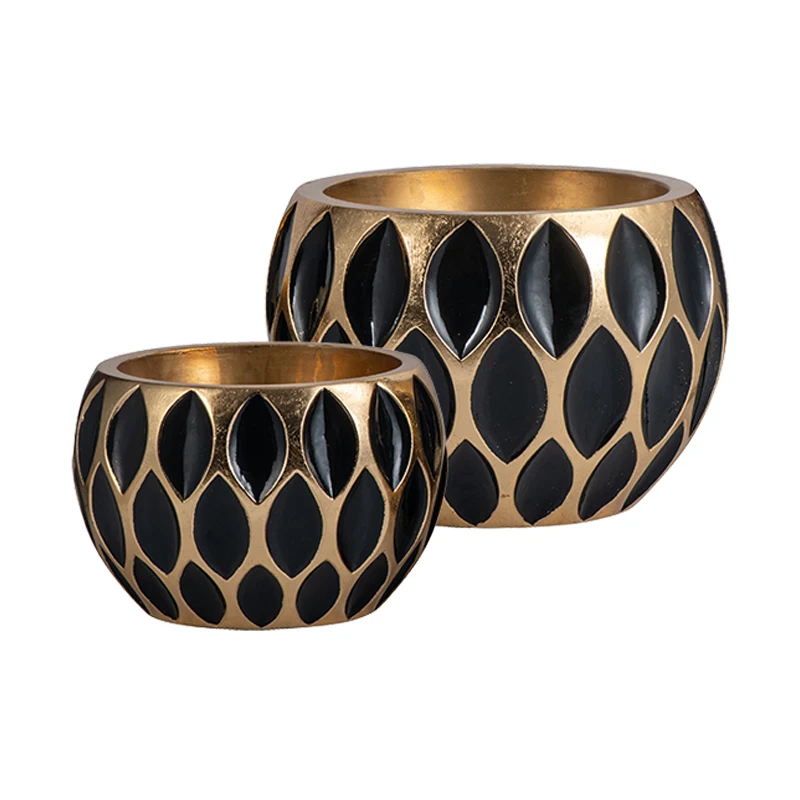 Креативная Золотая и черная Роскошная ваза для помещений, Современная Сфера, декоративные вазы из стекловолокна