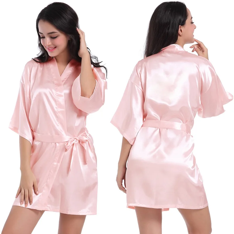 NEW Summer short sleeve  Blank Night Wear Pajama  Sleepwear Polyester Custom Robes Sexy Satin bath Nightgown For Women