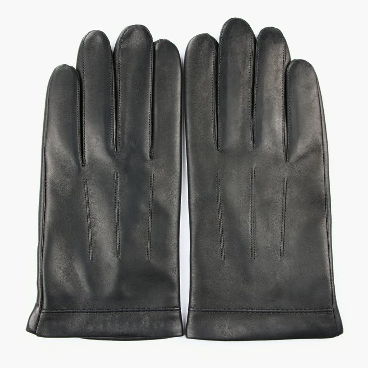 
 Модные теплые зимние мужские кожаные перчатки из натуральной овчины  
