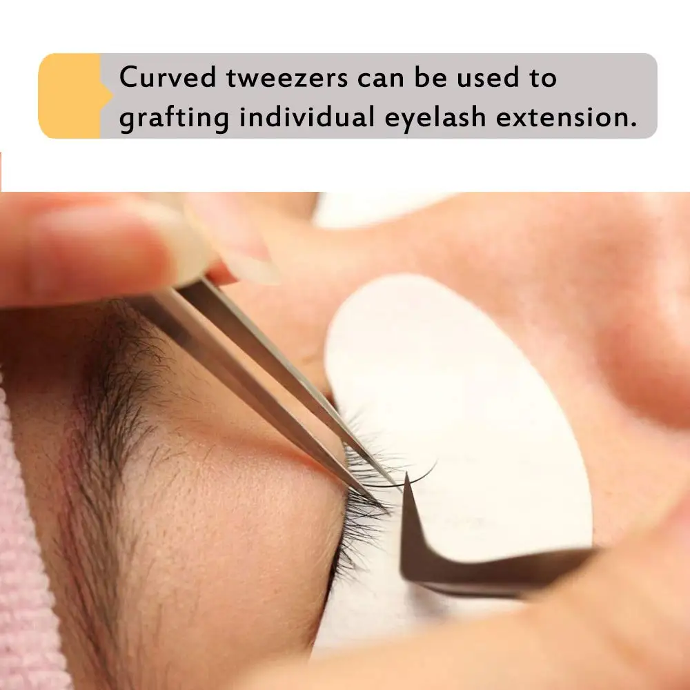 Пинцет для наращивания ресниц, профессиональный Прецизионный, изогнутый L-образный, плоский, для объема