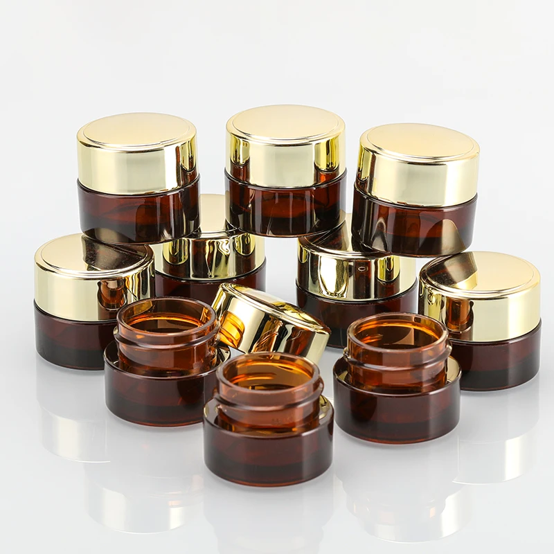 10g brown gold cover single layer skin care products eye cream essence packaging container empty plastic cream jar