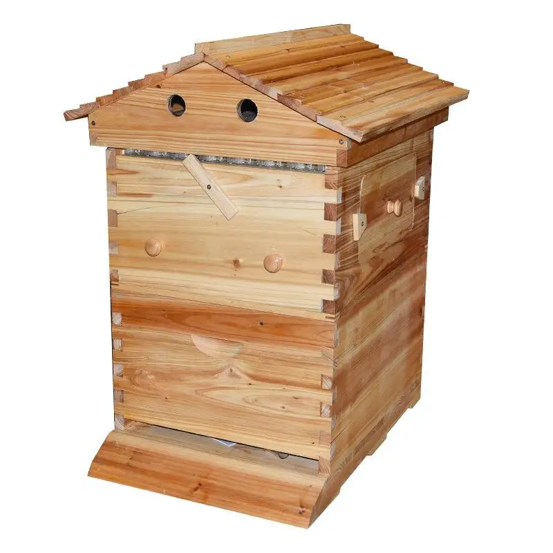 2021 New Cheap Chinese Wax-coated Cedar Wood Automatic Self-flowing Honey Bee Hive & 7 Auto Frames bee boxes