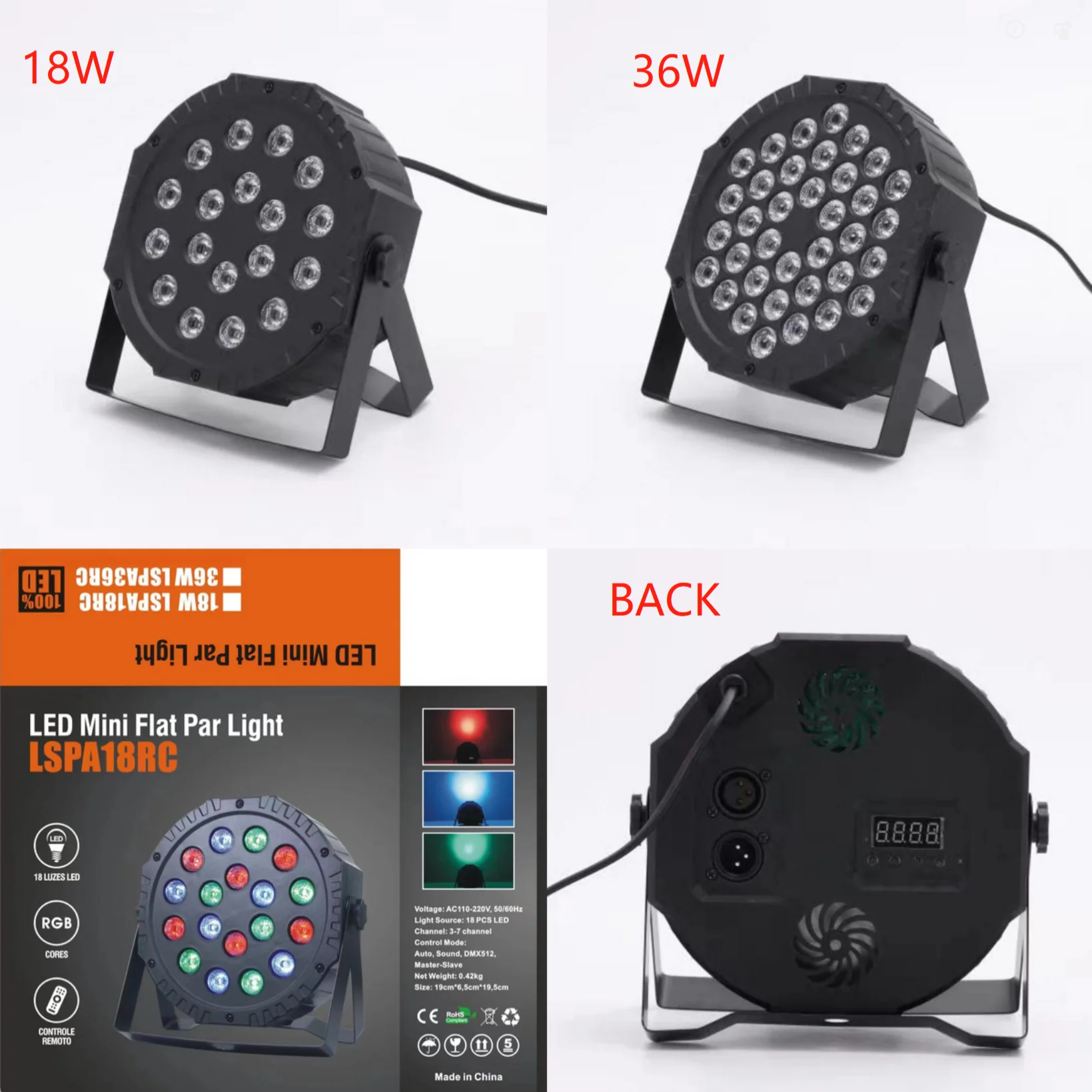 18 Вт/36 Вт светодиодные лучи с дистанционным управлением IP65 DMX512 для DJ развлечений и вечеринок RGBW УФ-излучение цветов