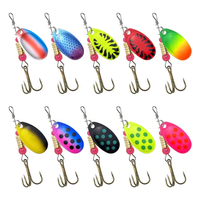 Brightly Colored Metal Spinner Bait Bright Blade Spins with Stainless Steel Wire Shaft