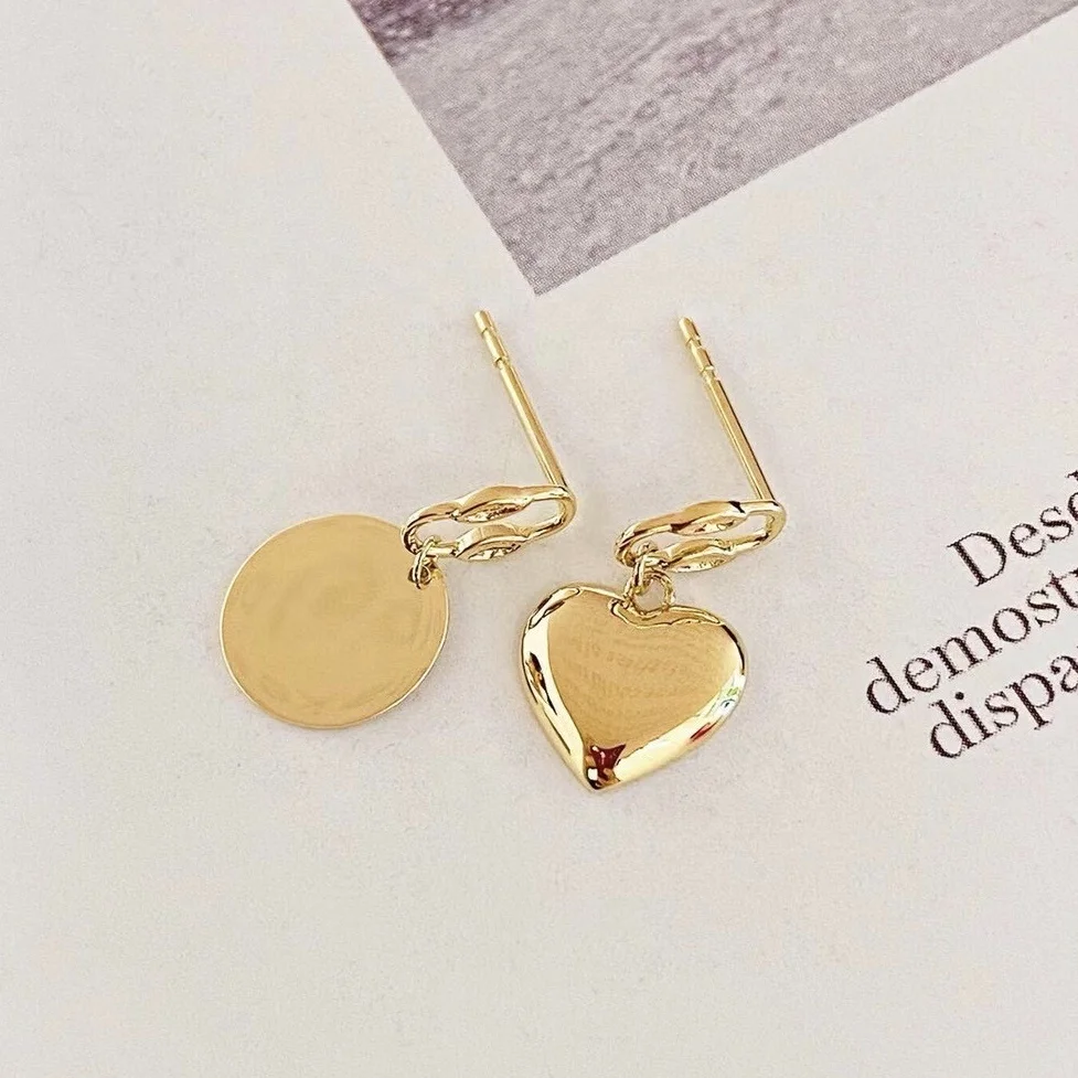 custom fashion earring designs new model gold plated heart shaped earrings 18K