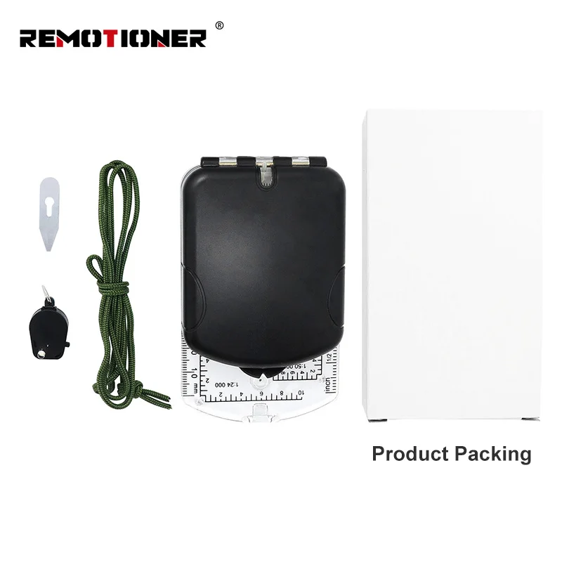 Multi-functional Flip-Flop Camping Hiking Compass with Magnetic Declination Adjustable LED Light