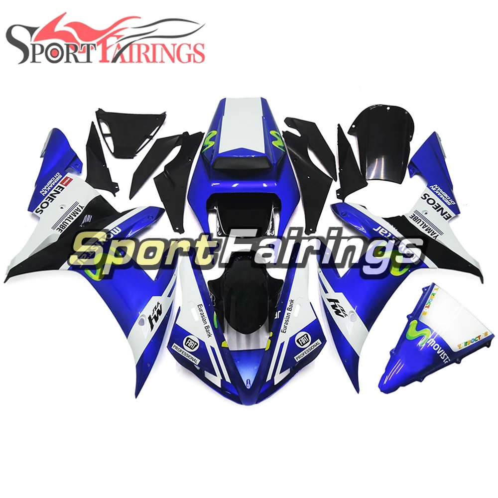 Movistar Blue White Motorcycles Fairings Fit for Yamaha YZF1000 R1 2002 2003 R1 02 03 Bodywork Kits includes seat cover