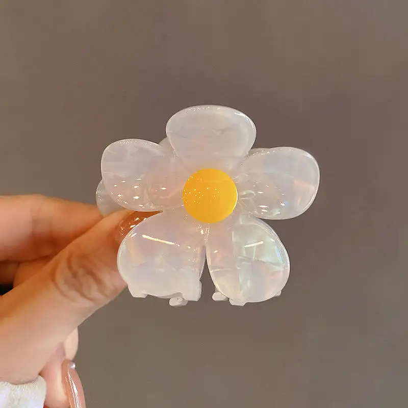 2024 Trending Beauty Products Acetate White Flower Hair Claw Hair Clips Hair Accessories For Girls
